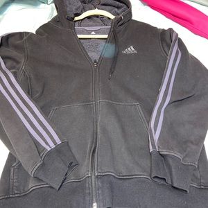 Men’s adidas black & grey three stripe zip hoodie